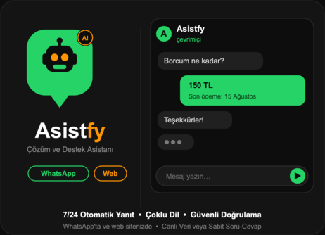 Asistfy - Çok Dilli Çözüm ve Destek Asistanı (WhatsApp & Web)